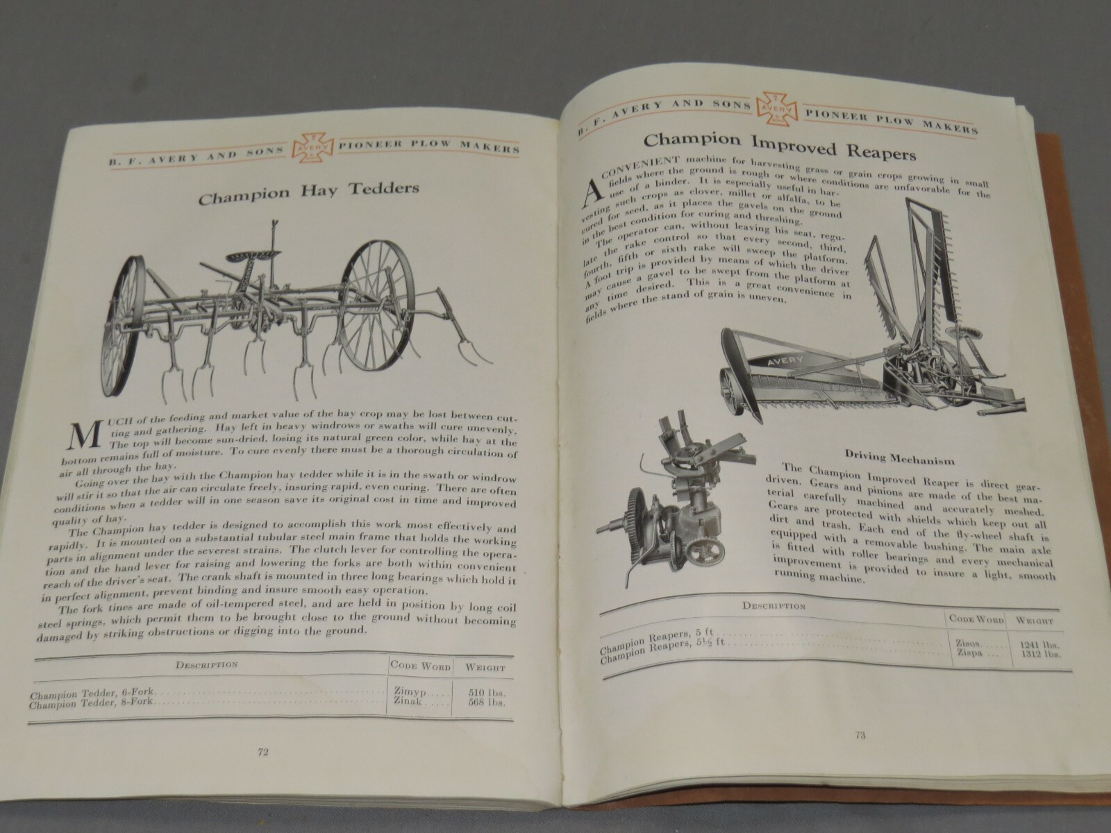 Vintage BF Avery Plows Implements GENERAL Catalog Color Plates 90pgs 32