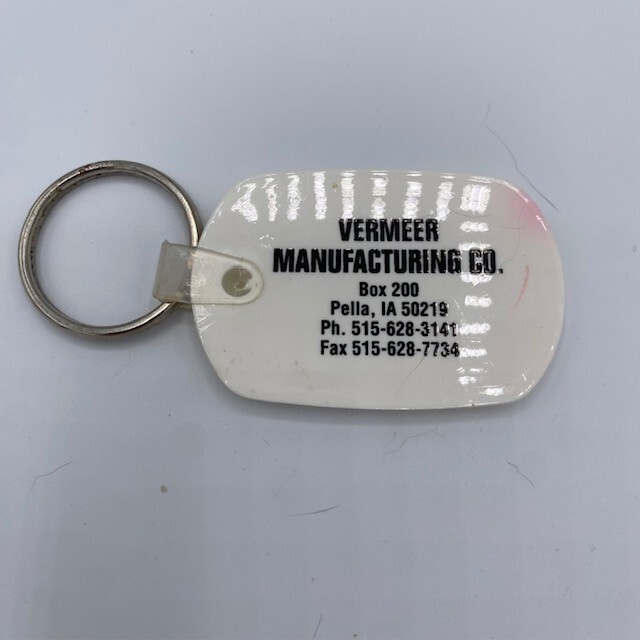 Vintage Pella Iowa Vermeer Manufacturing Farm Ag Equipment IA Keychain Key Ring