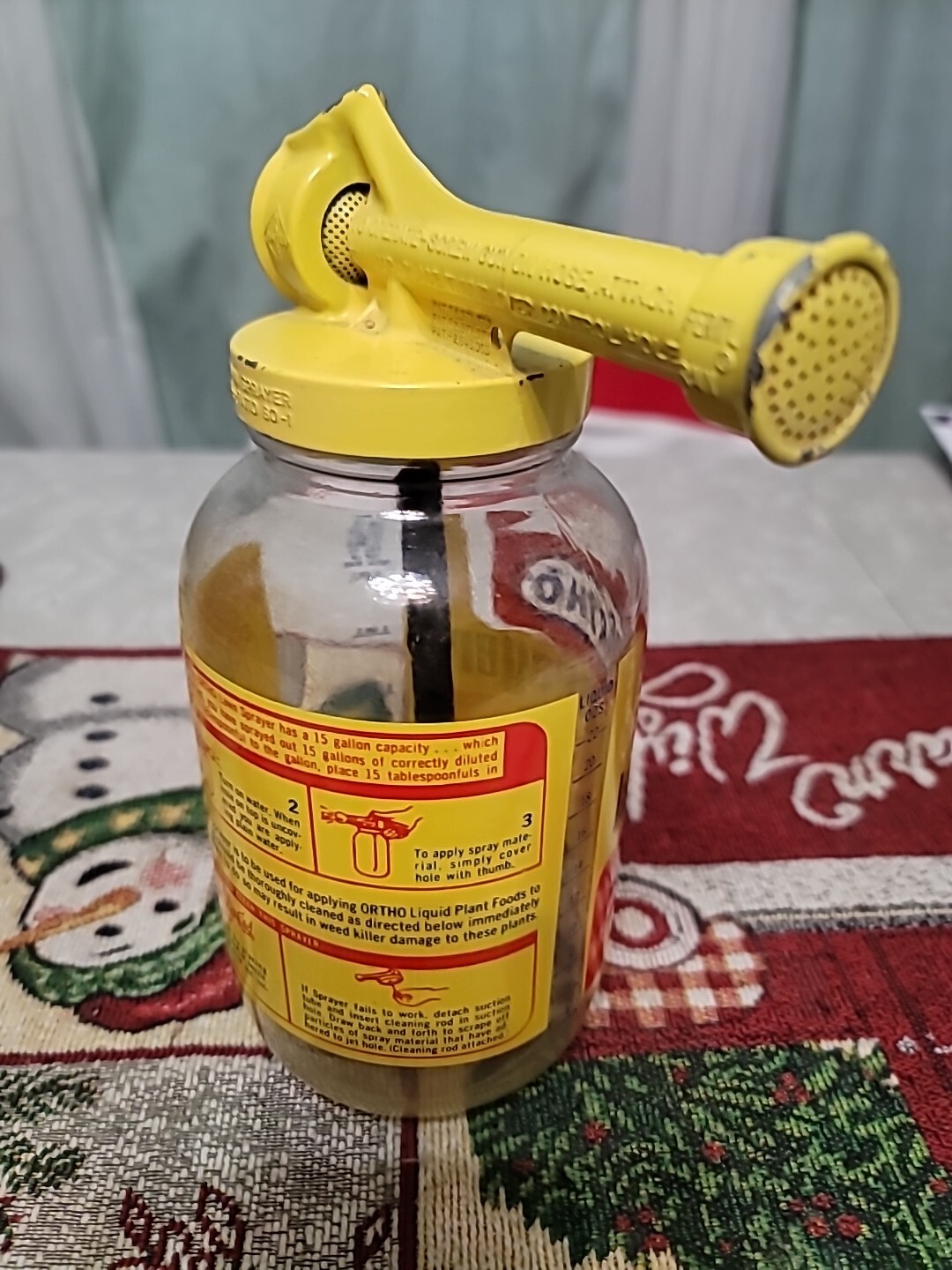 Vintage 1970 Ortho Chevron Bayer Hayes Glass Jar Lawn Sprayer Bottle USA Manual