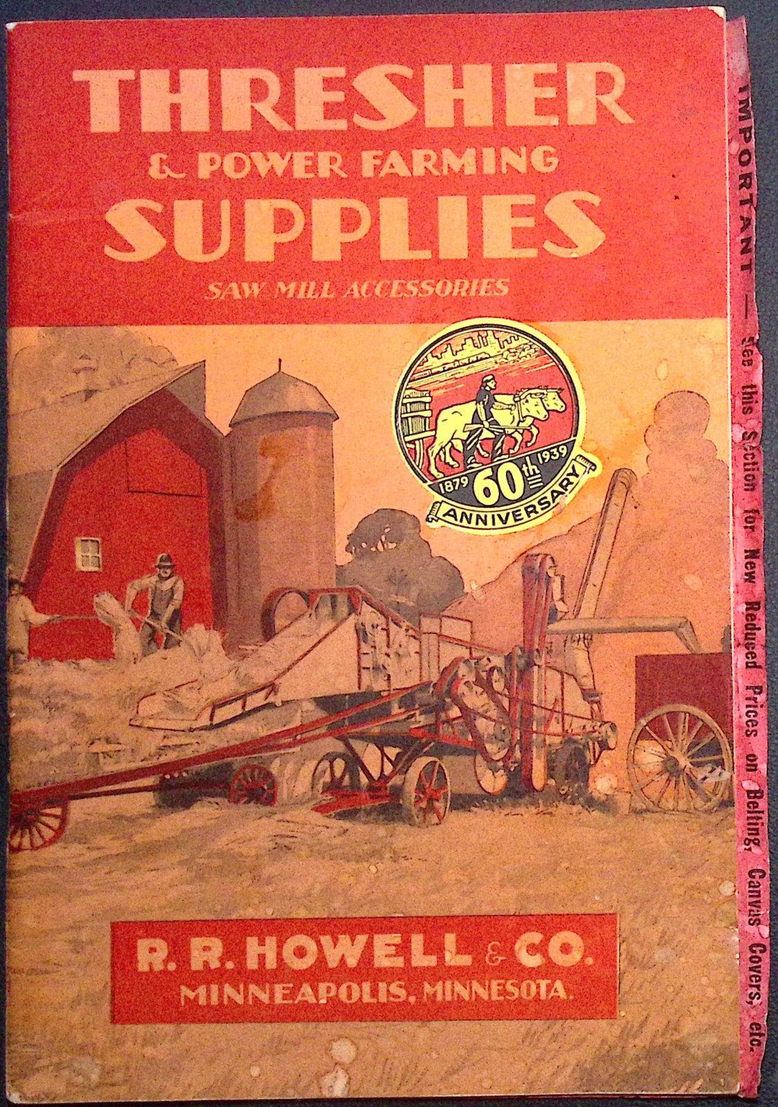 1938 R.R. Howell & Co. Thresher & Power Farming Supplies Sawmill Accessories