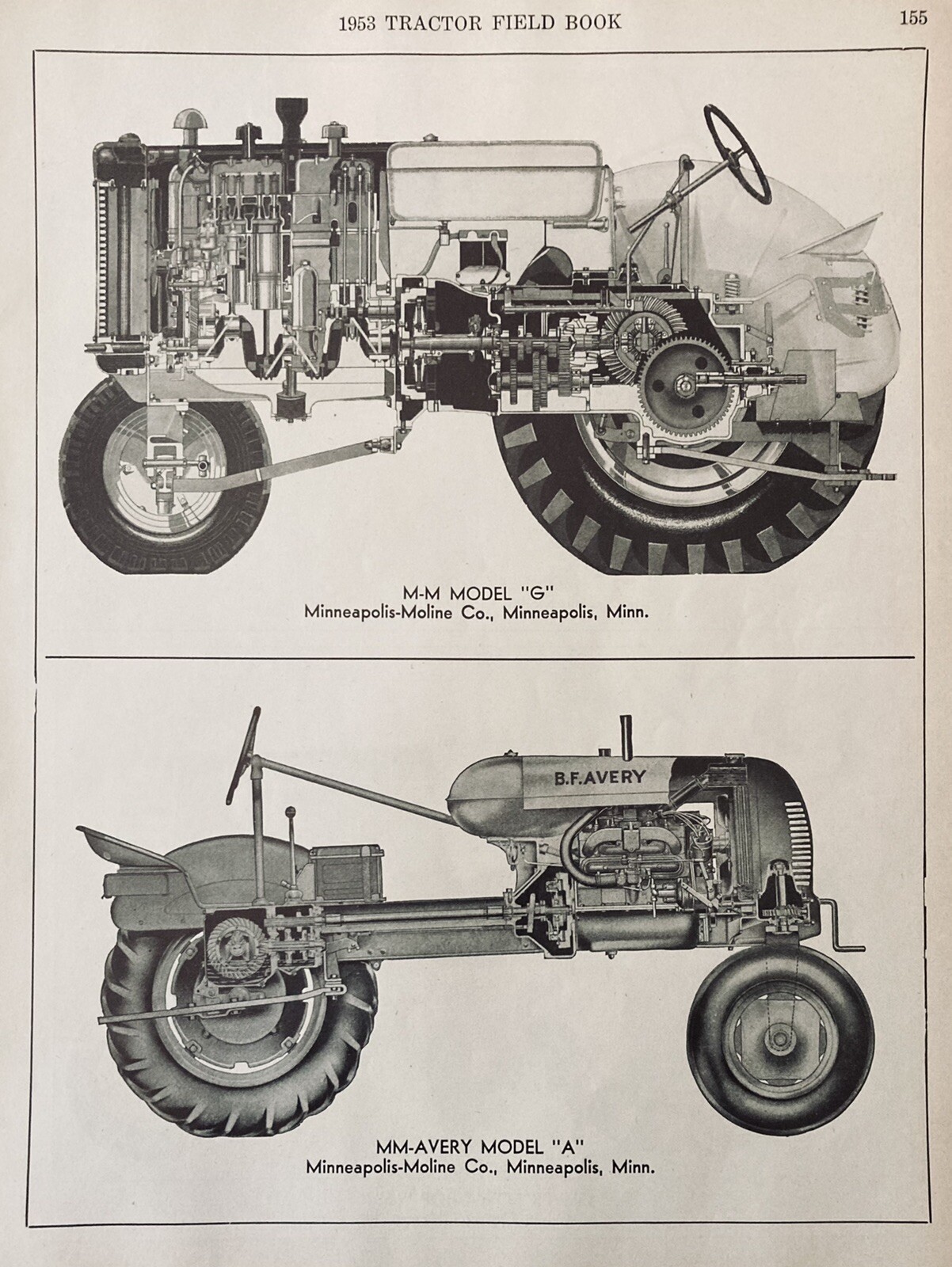 1953 AD.(XH21)~MINNEAPOLIS-MOLINE, IH, OLIVER TRACTOR CROSS-SECTION VIEWS
