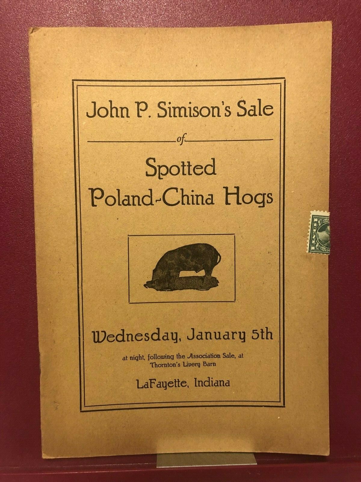 Spotted Poland China Catalog John P. Simpson LaFayette Indiana 1921