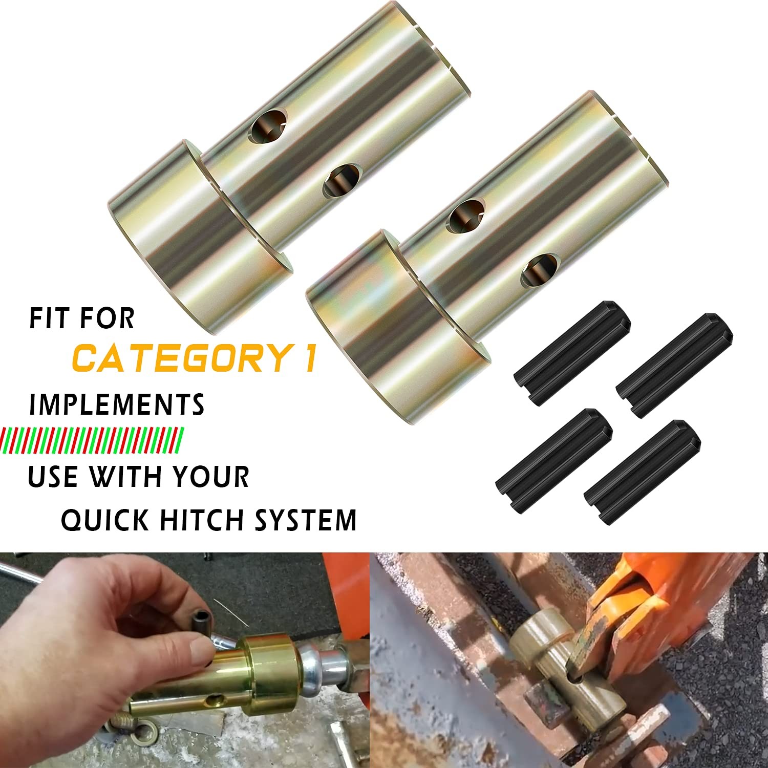 2 Pairs of Cat 1 Quick Hitch Adapter Bushings Set for Category I 3Point Tract…