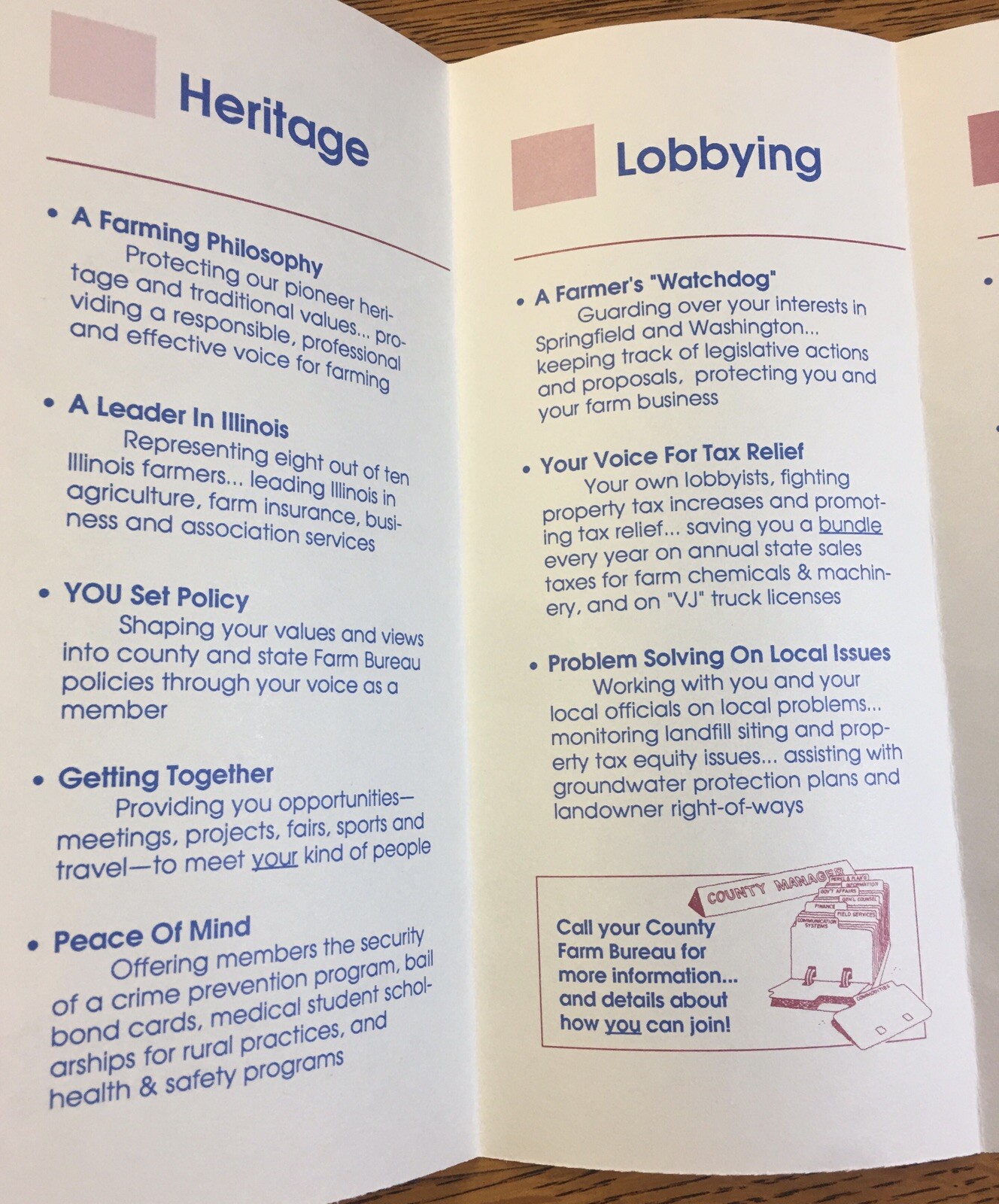Vintage Illinois Farm Bureau Member Fold-Out Brochure, IL Ag Ephemera
