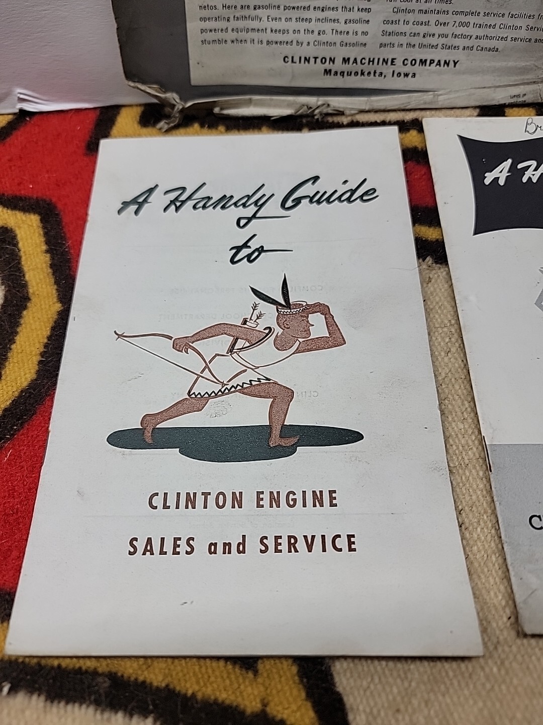 Clinton Engine Sales and Service Handy Guide Brochure + 2 Clinton Brochures/1123