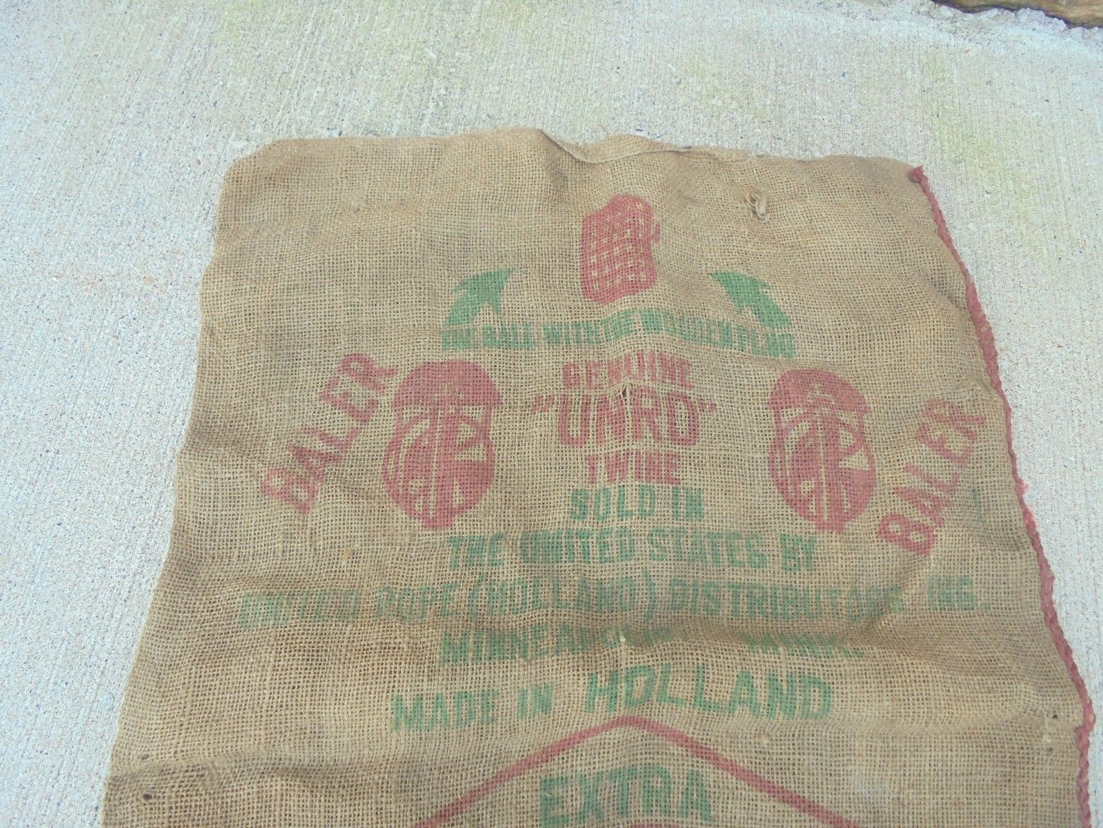 burlap sack baler twine united rope works rotterdam holland farm ranch decor