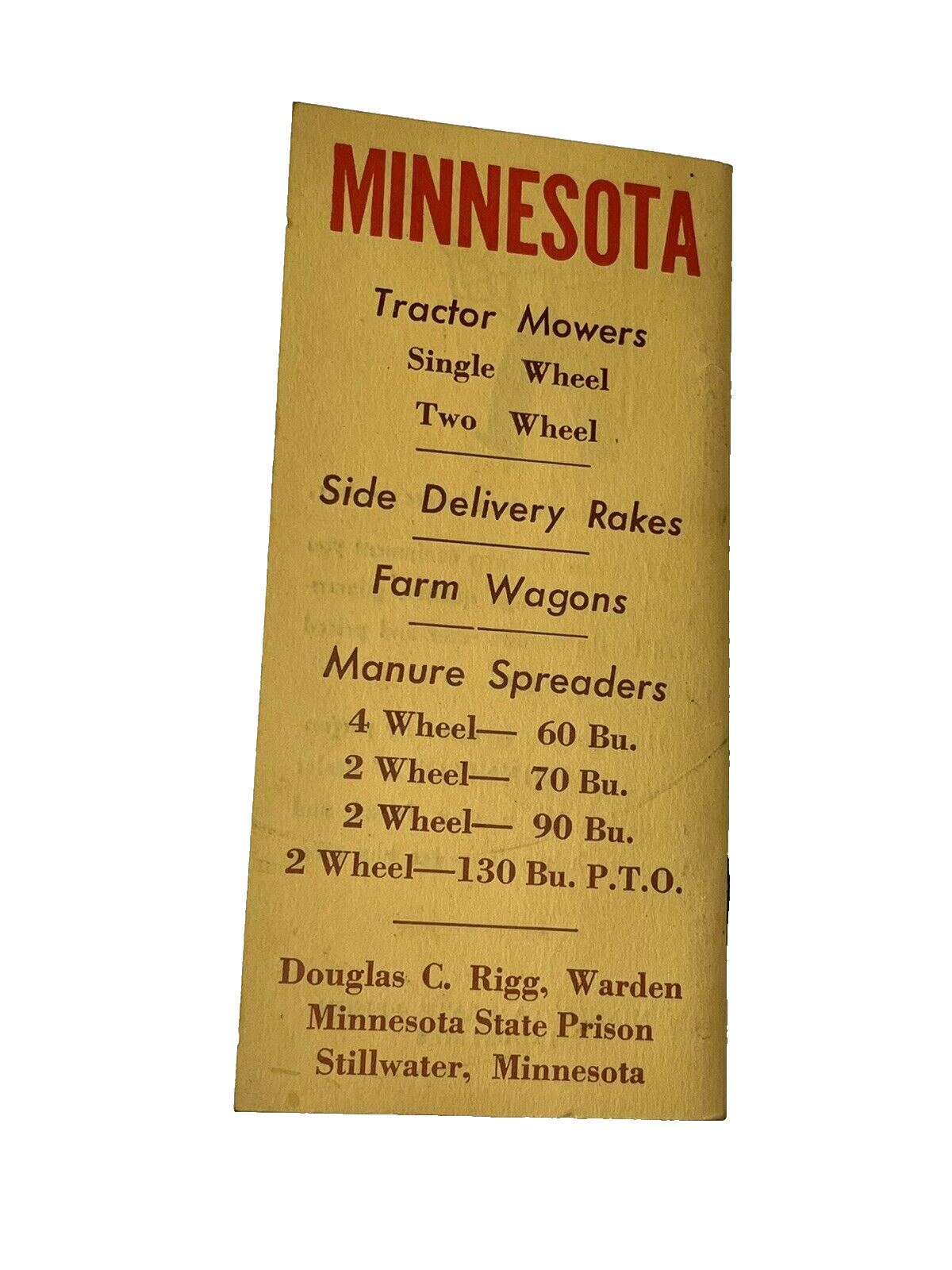 Vintage Minnesota Twine Memo Pad Notebook Advertising Farm MN State Prison