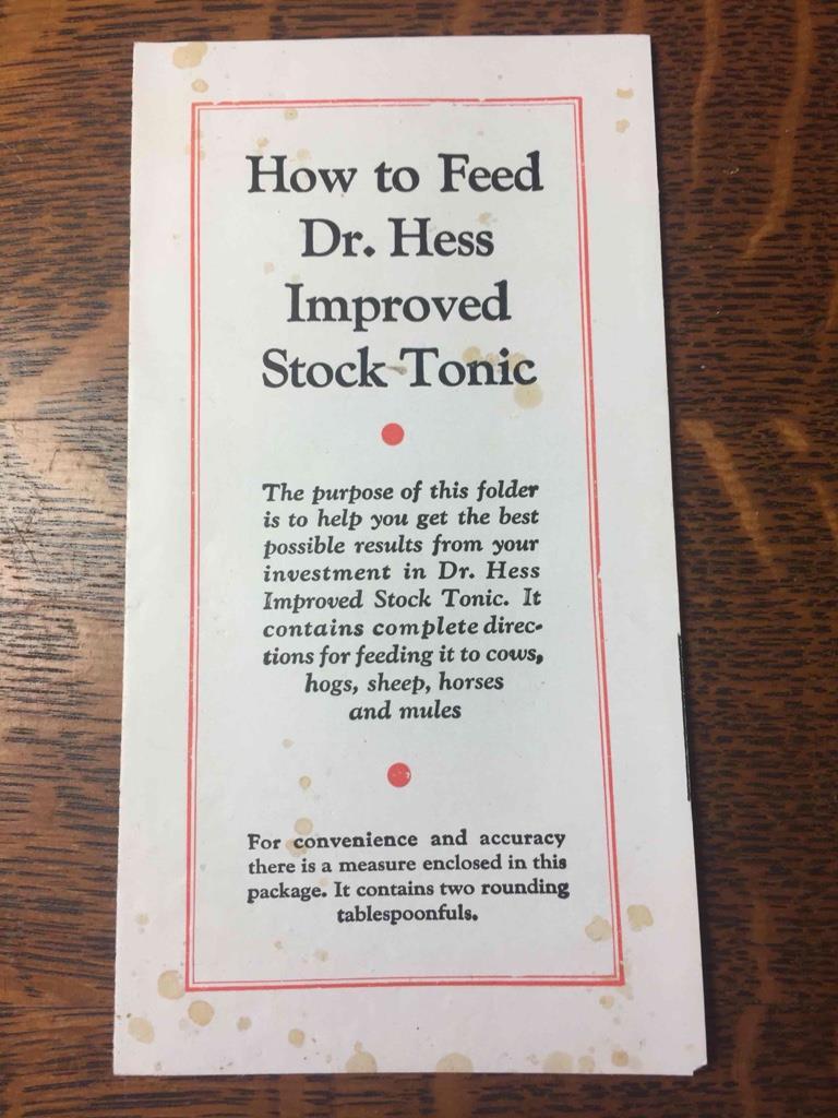 Antique Vintage Dr. Hess Improved Stock Tonic Flier Coupon Advertising Ephemera