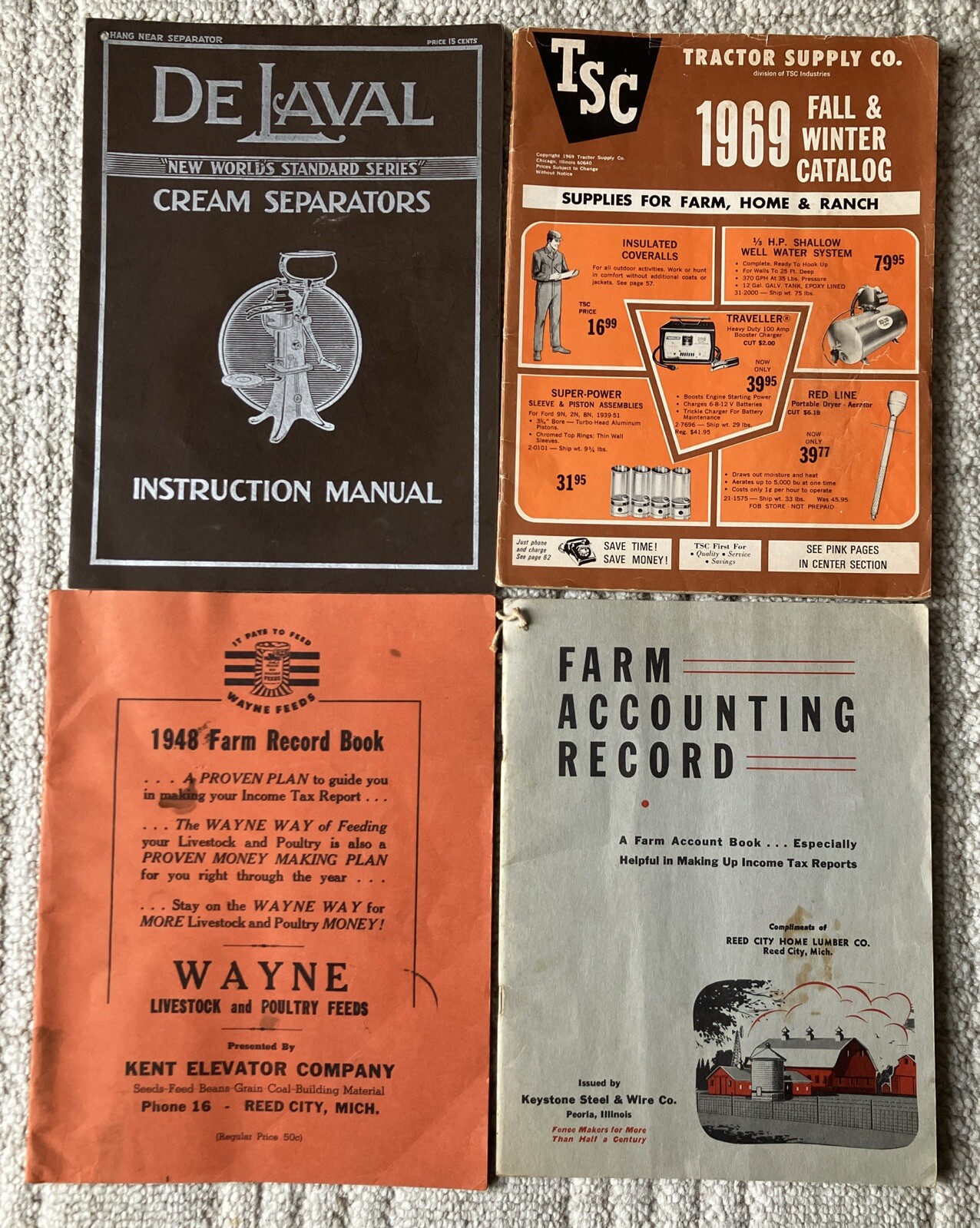 Vintage 1940-60&rsquo;s Advertising Farm Record Books Reed City Michigan And Others
