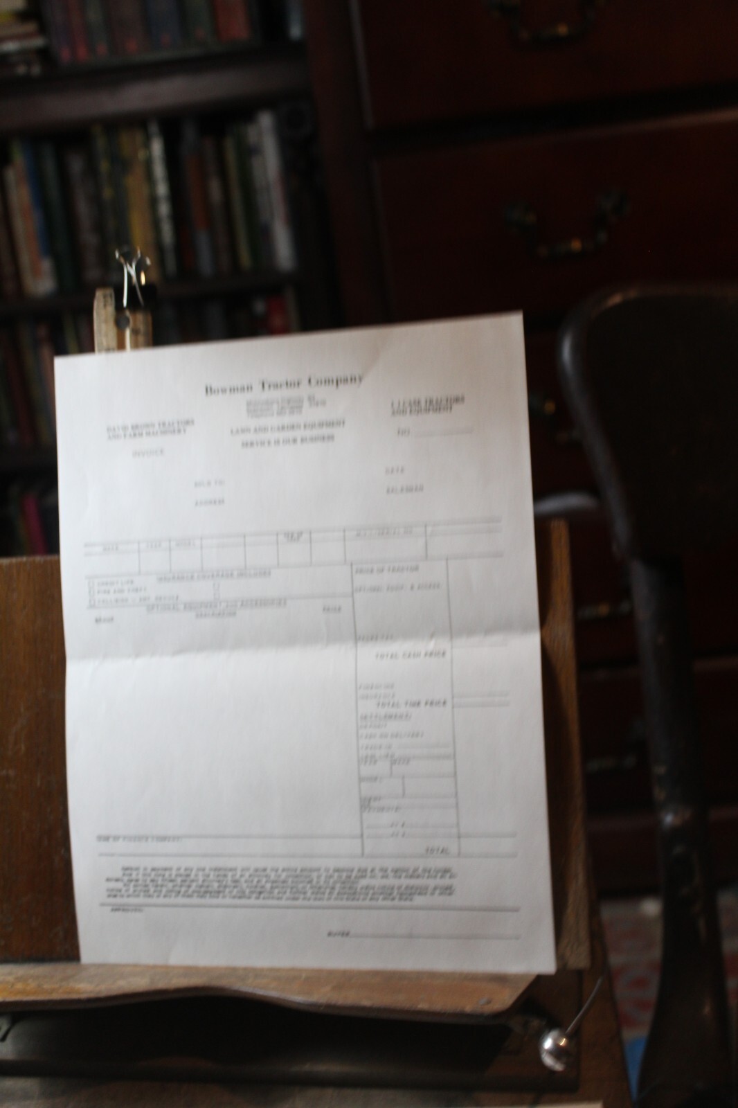 Vintage Speedwell Tennessee 1960&rsquo;s Invoice Bowman Tractor Company David Brown
