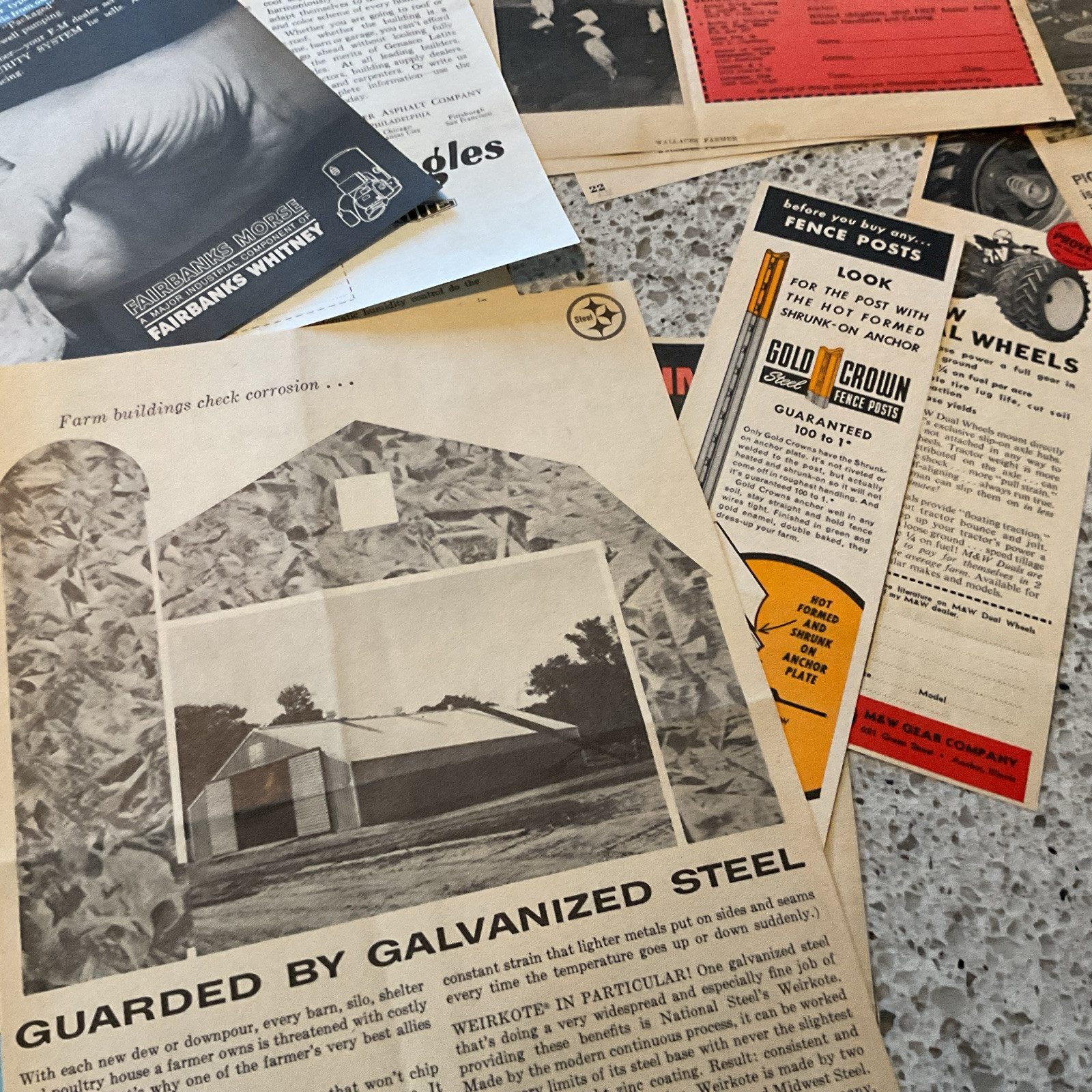 ~50 Farm Related Print Ads 1940-1960 Sprayers Buildings Equipment Fence More