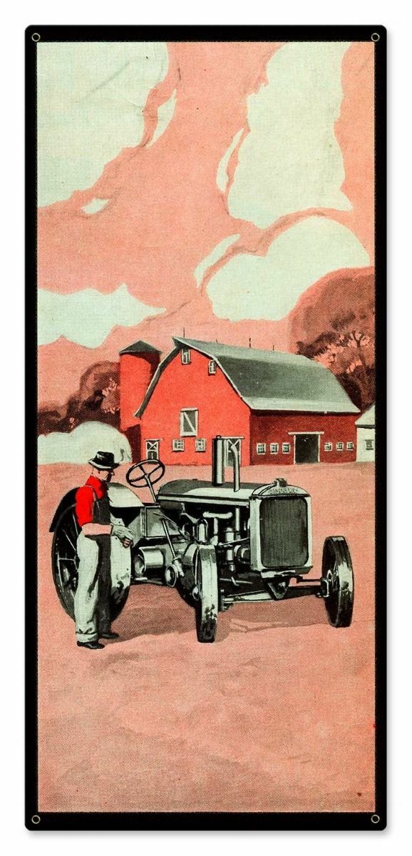 RETRO STYLE FARM TRACTOR RED BARN 20&Prime; HEAVY DUTY USA MADE METAL HOME DECOR SIGN