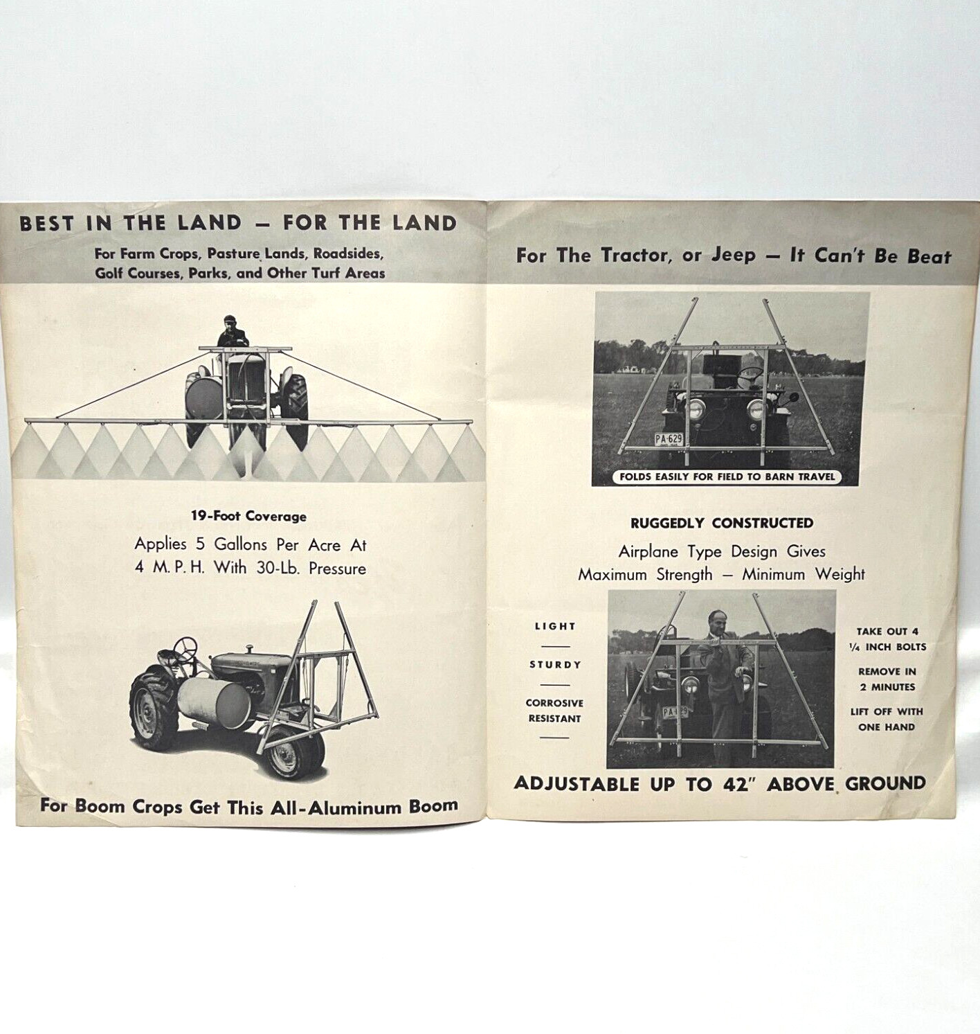 Vintage Baldwin Manufacturing Aluminum 2-4D Spray Boom Farm Equipment Brochure