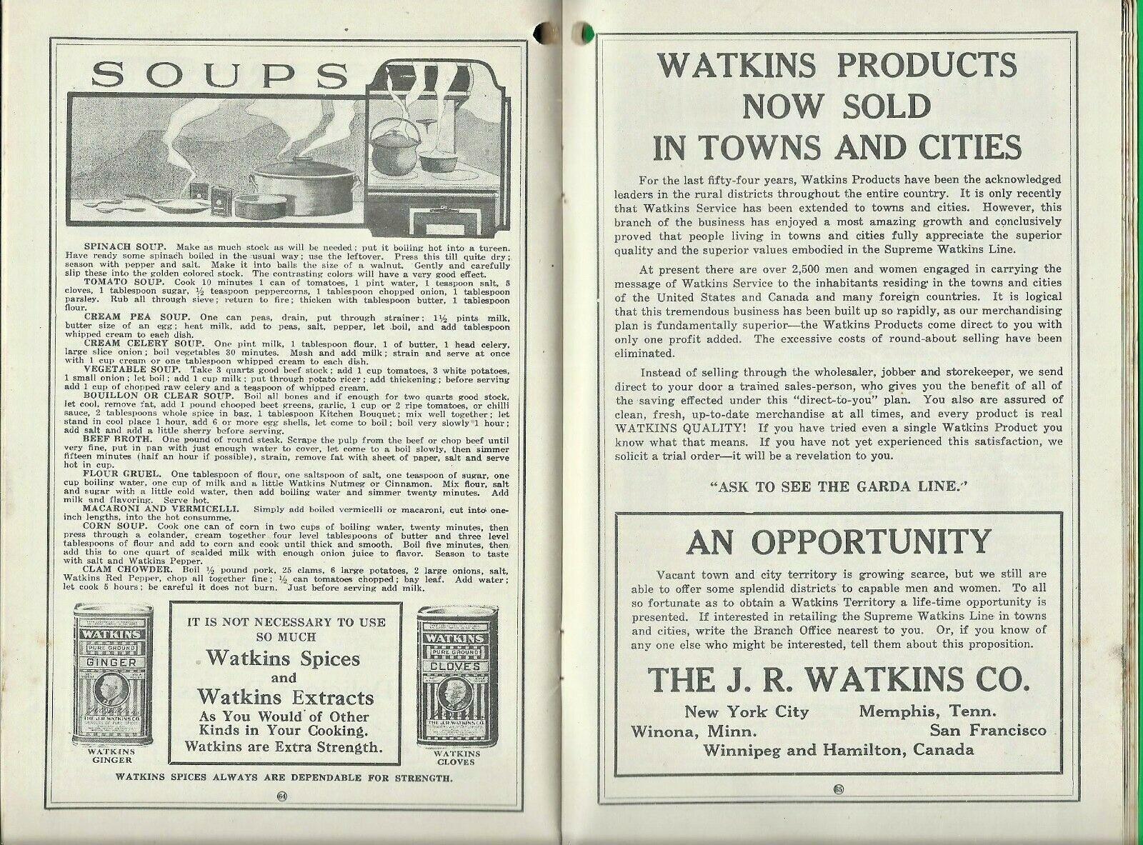 1922 WATKINS ALMANAC and HOME DOCTOR & COOK BOOK ~ MAIL-ORDER ~ WINONA, MN