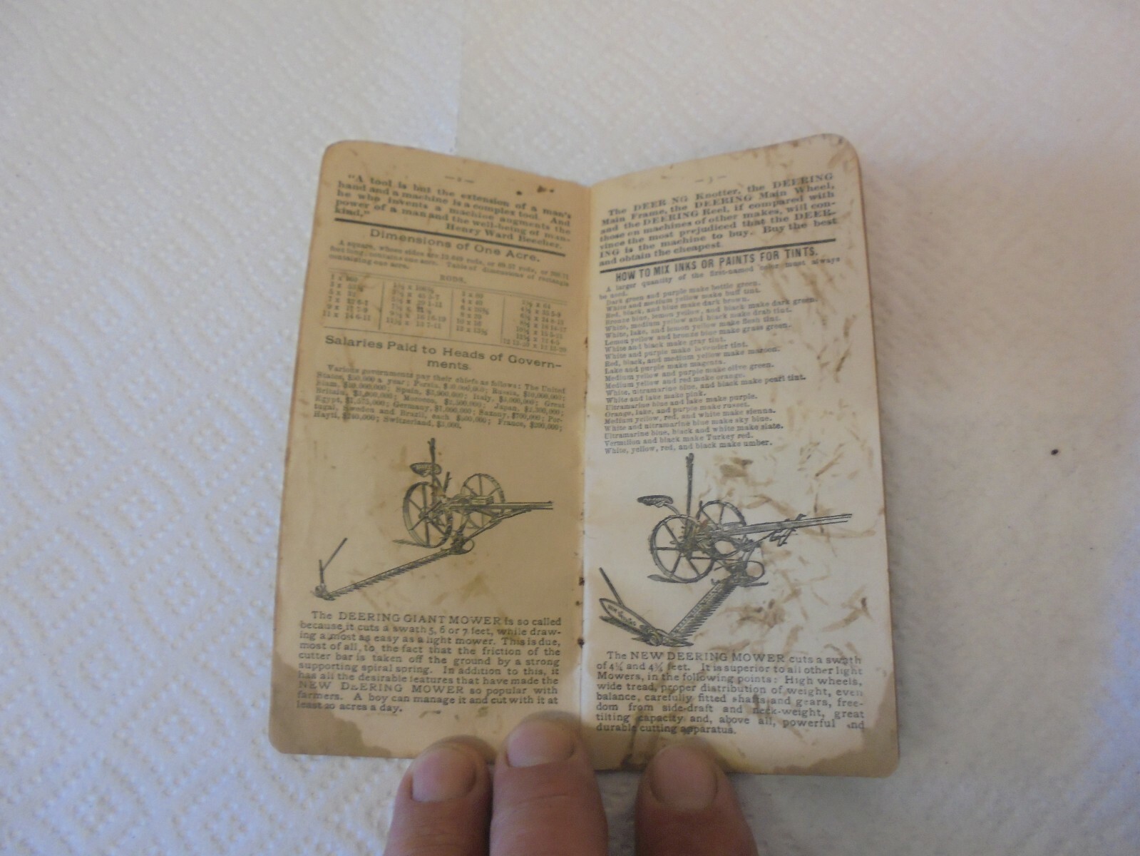 pocket notebook william deering chicago 1891 grain grass cutting machinery rough