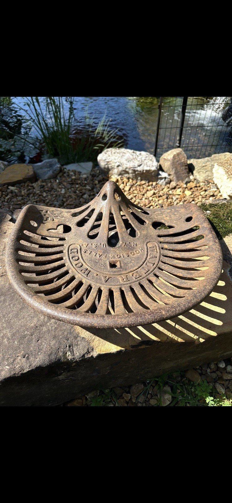 Antique Walter A. Wood Cast Iron Tractor Seat Hoosick Falls NY Farm Primitive