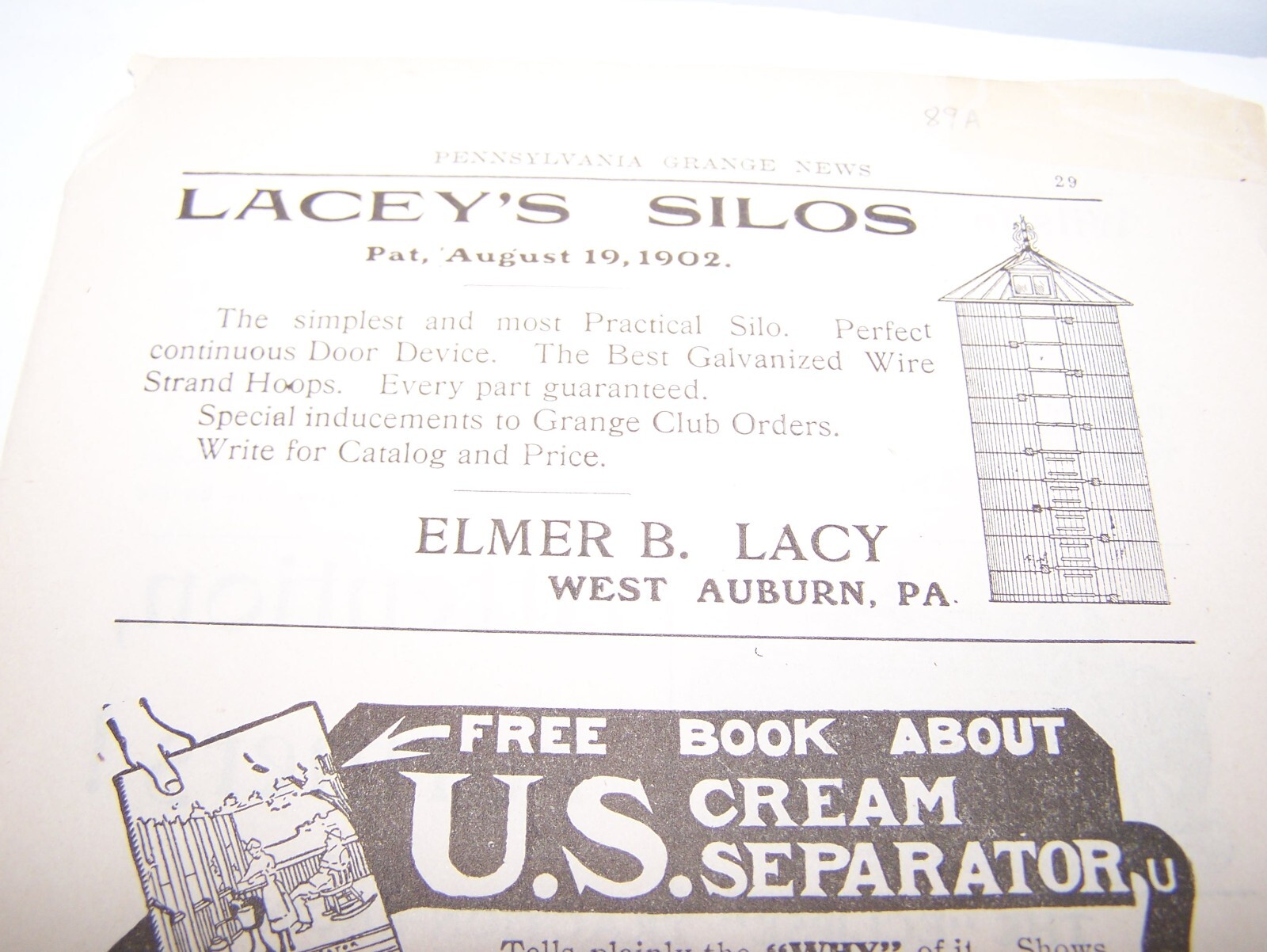 FRICK ECLIPSE Steam Engine Thresher LACEY Silo US Cream Separator PA Grange AD