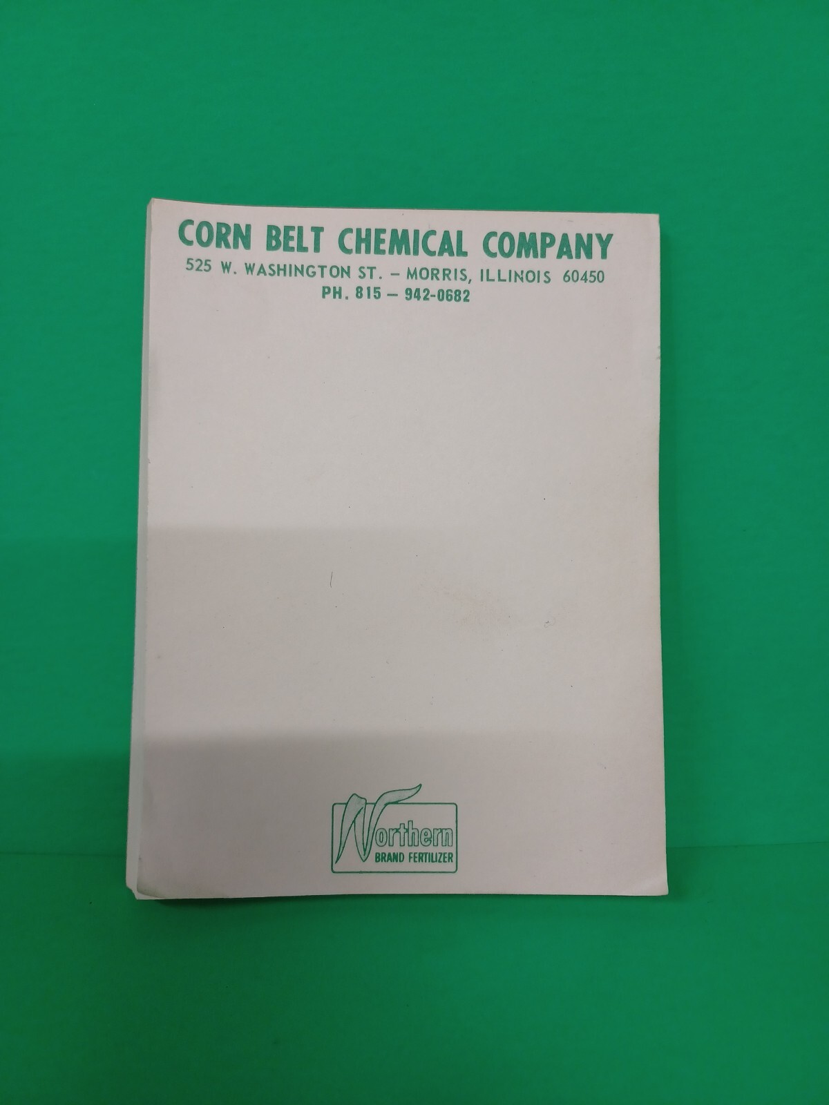 Corn Belt Chemical Co. Northern Brand Fertilizers Advertising Notepad Morris IL
