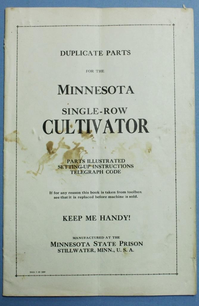 Minnesota Single-Row Cultivator Parts Mfg. at the State Prison Early 1900s C347