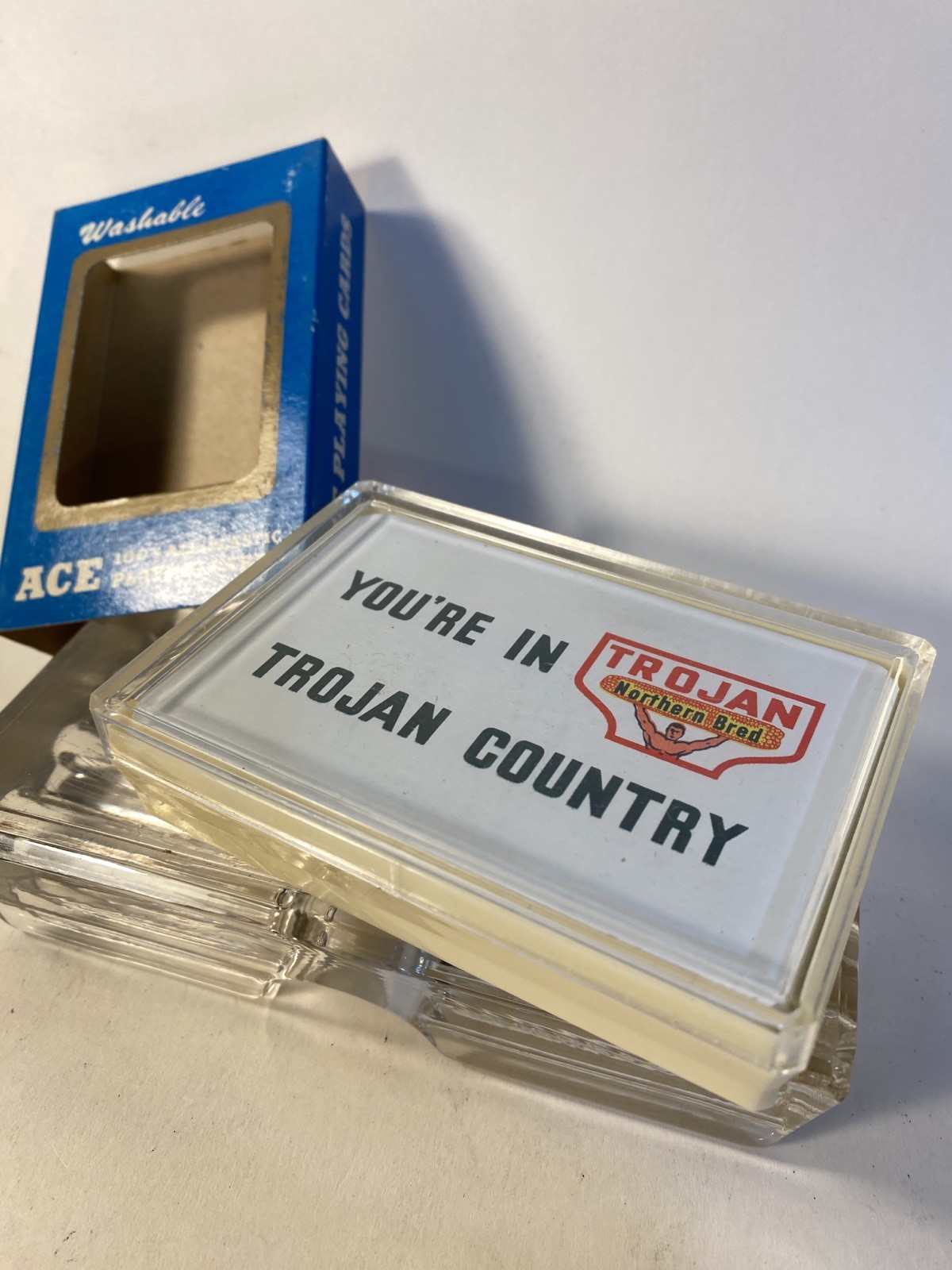 Vintage Trojan Northern Bred Seed Corn Advertising Deck Playing Cards In Case