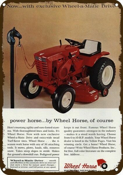 1965 WHEEL HORSE 875 RIDING LAWN MOWER Vntg-Look DECORATIVE REPLICA METAL SIGN