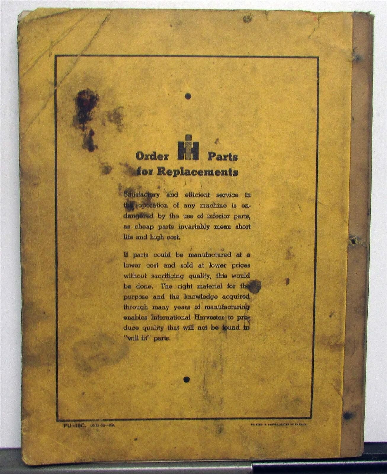 1953 International Harvester UD-14A Power Unit PU-19C Parts & Service Catalog