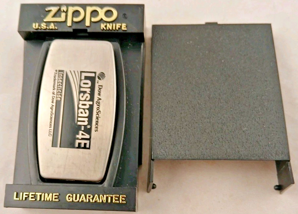 Vintage ZIPPO DOW Chemical Agrosciences Lorsban-4E Pocket Knife Money Clip-NEW!