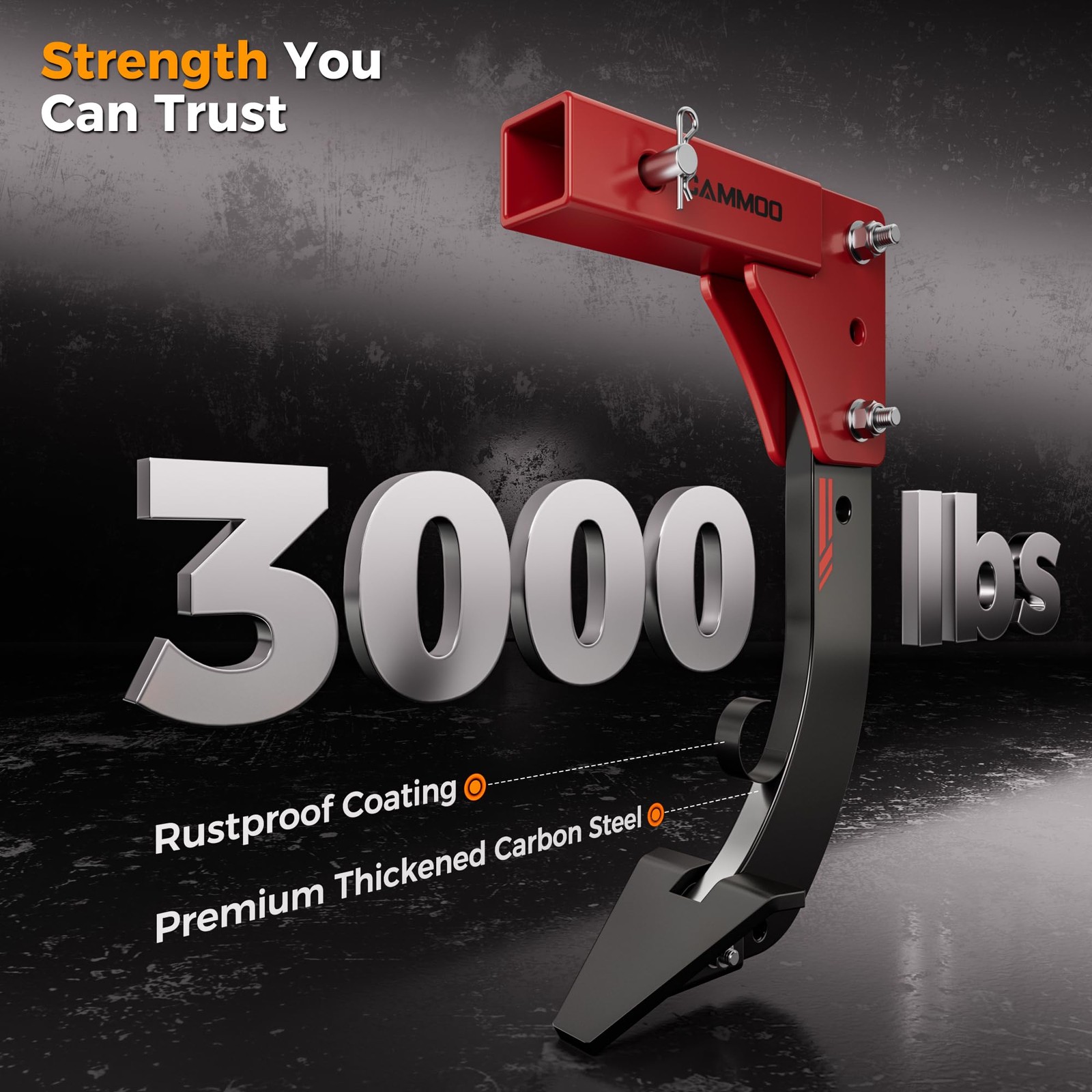 CAMMOO Hitch Mounted Trencher Ripper, 2&Prime; Receiver, Red