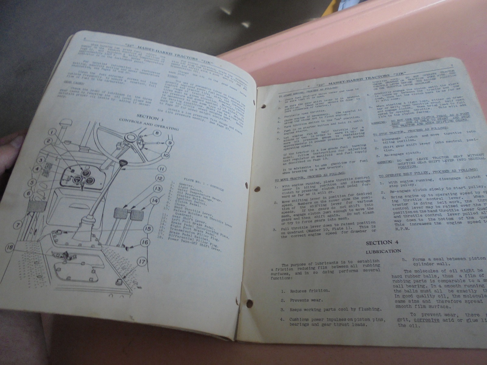 Vintage 1948 Operating and Service Manual for Massey-Harris 22 and 22K tractors