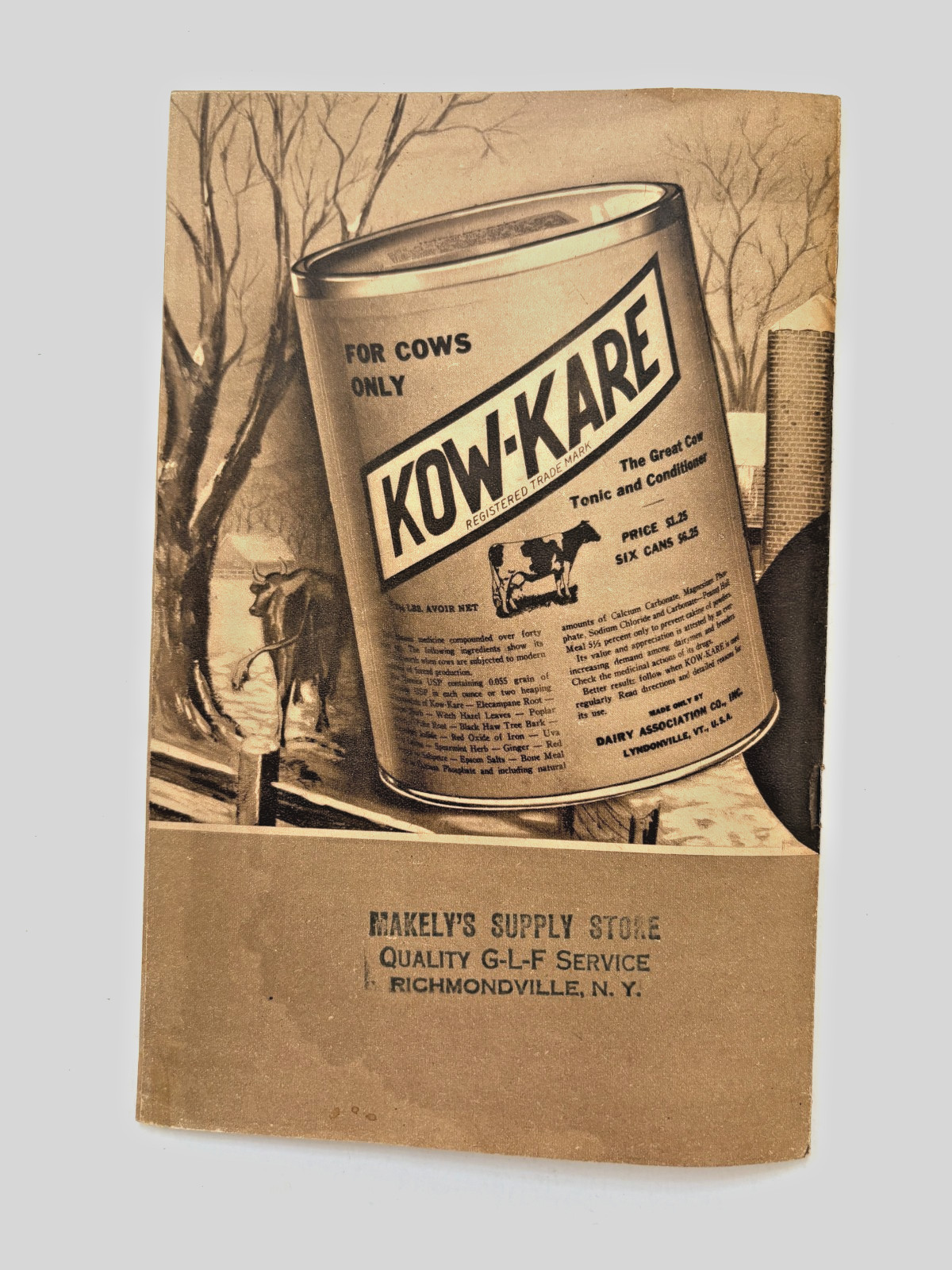 1939-40 Booklet « Home Help for Dairy Cows » w/ Formula « Kow-Kare » *