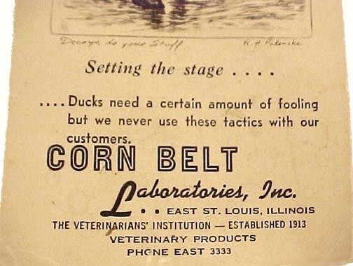 Corn Belt Laboratories 1948 Calendar & Notepad East St Louis Illinois IL Vintage