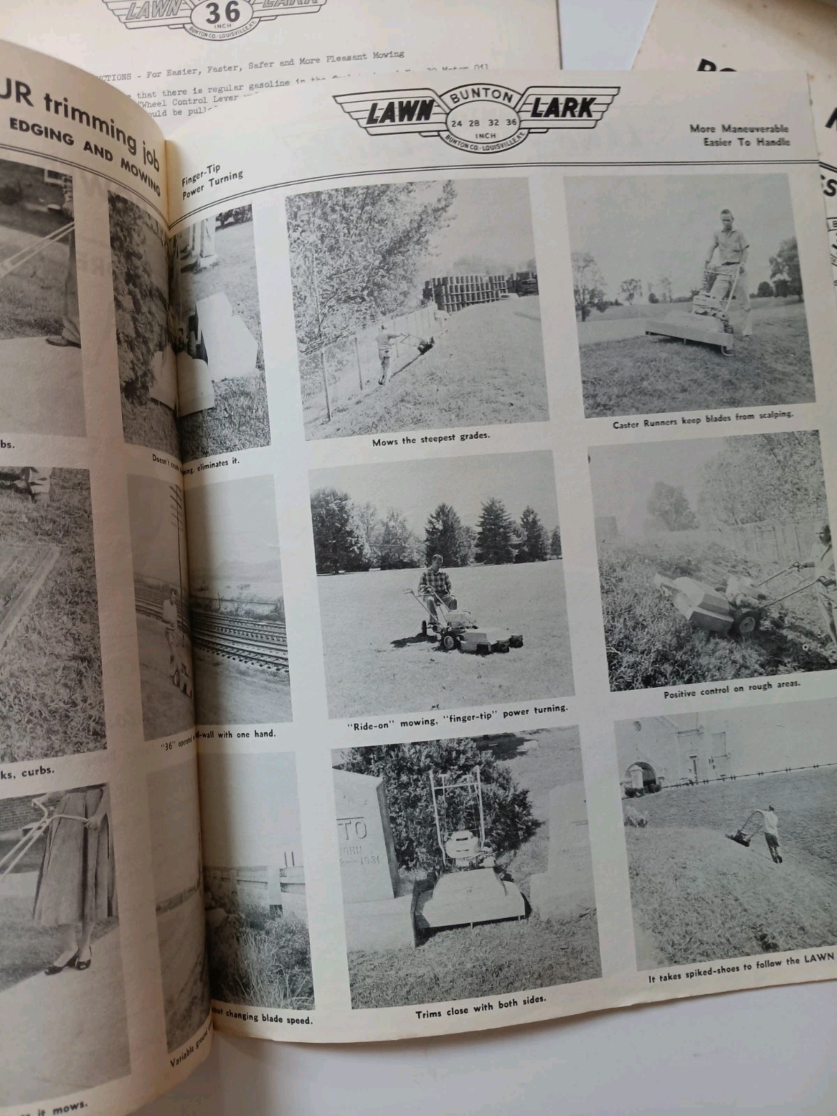 6 Bunton Lawn & Garden Mowers Brochure Lawn LARK, Fort Knox, Instructions