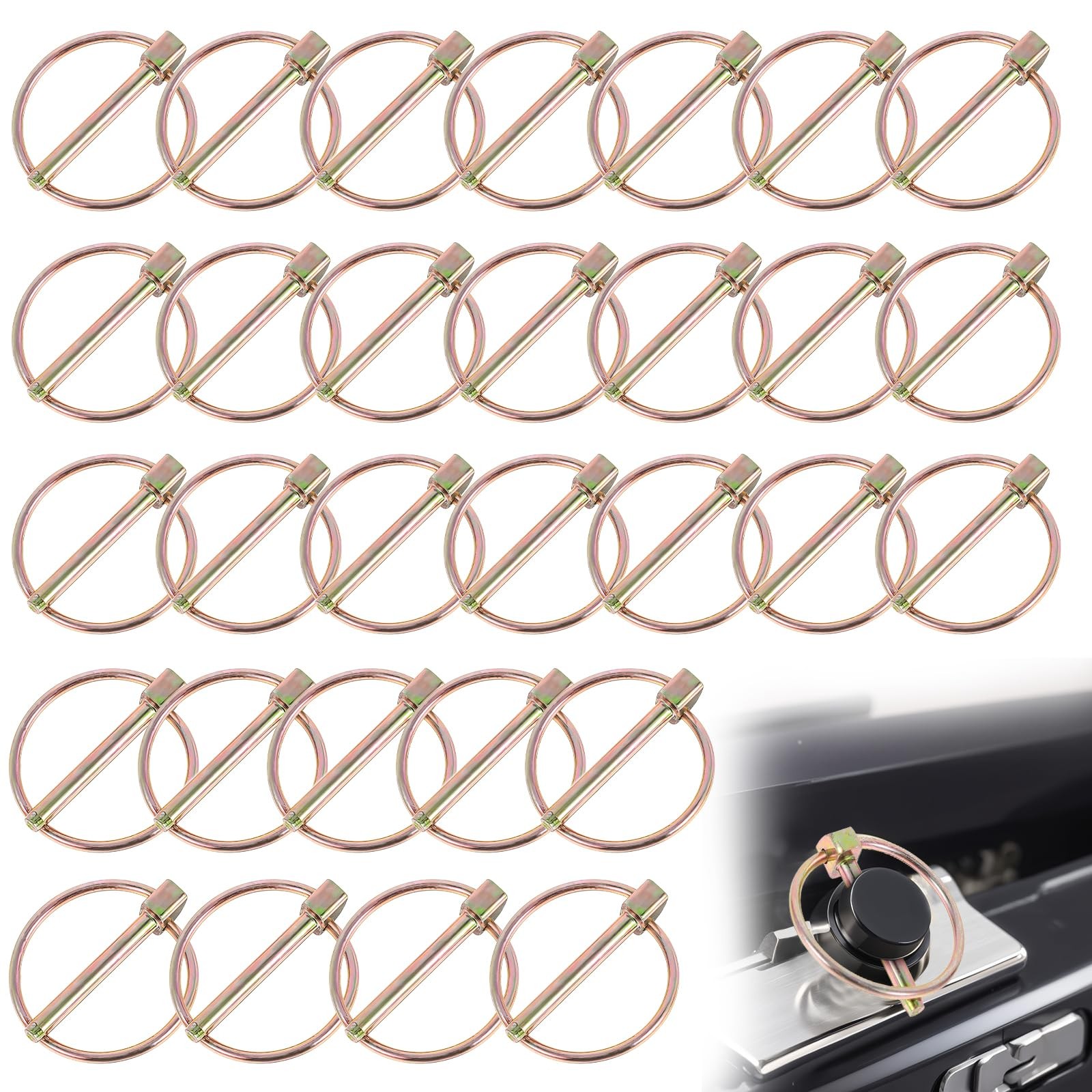 30 Pcs Lynch Pin Assortment Kit, 3/16&Prime; Linch Pin with Ring Trailer Coupler Pins