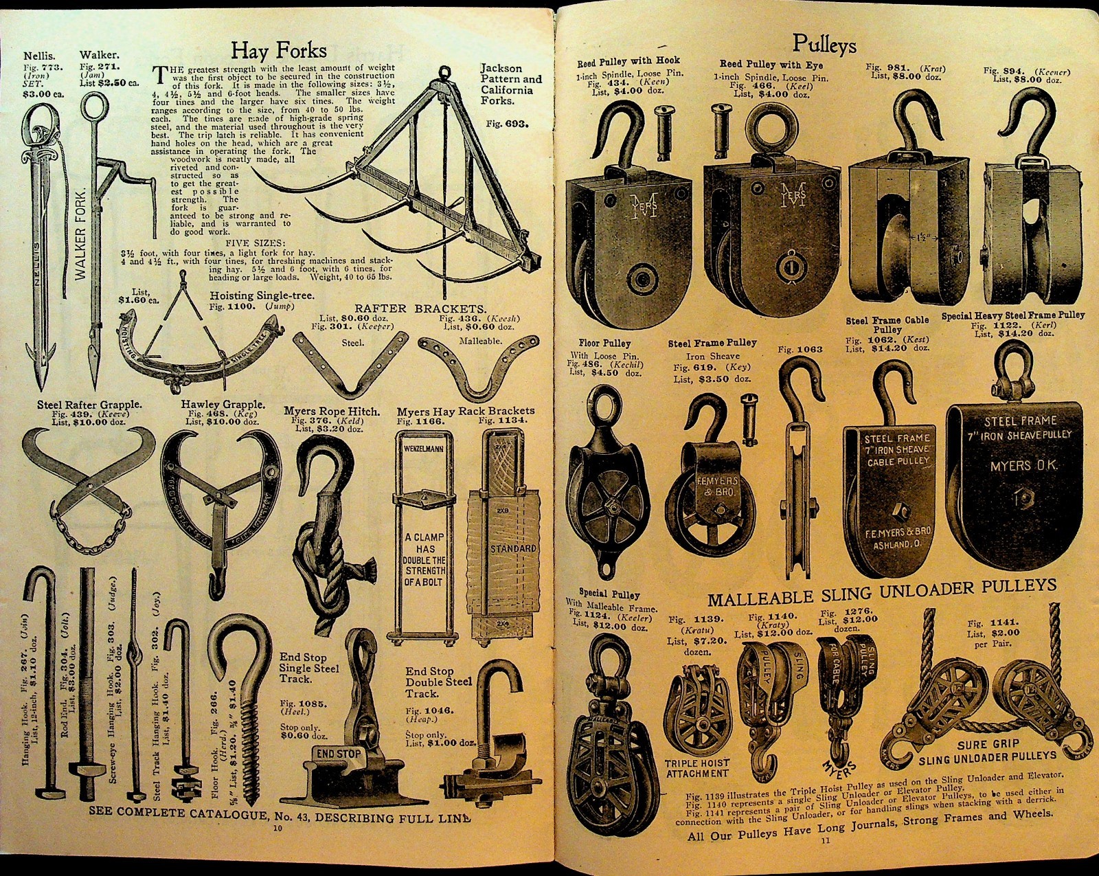 FE Myers & Bro Ashland Pump & Hay Tool Works Catalog ca 1910 Myers Faultless
