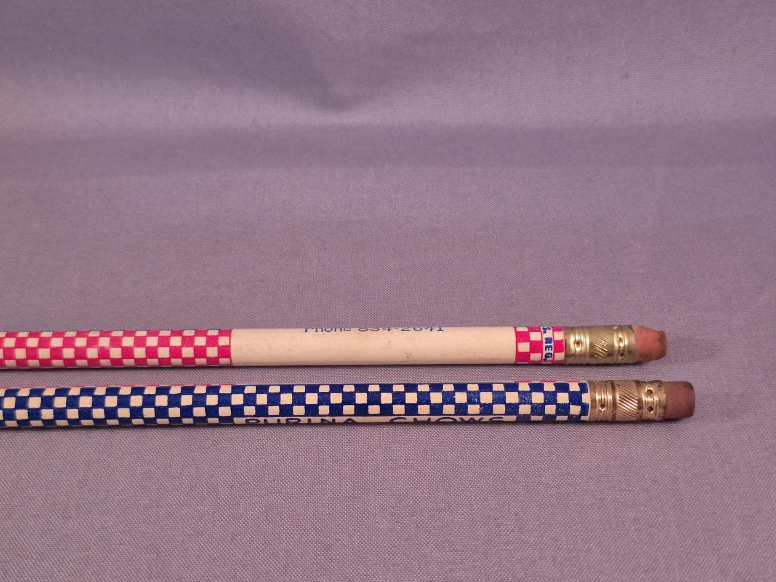 Two Vintage Pencils Purina Chow Ovid Roller Mills Michigan Advertisement White