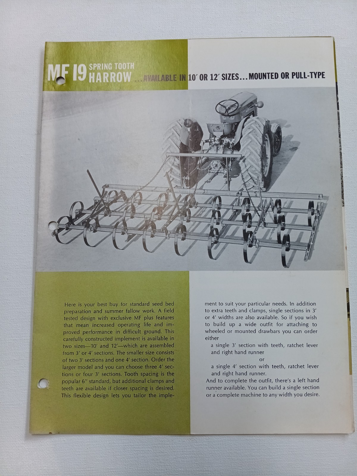 Vintage Mailer Massey Ferguson MF 19 Spring Tooth HARROW Dealer Brochure AD
