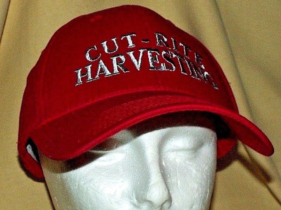 CUT RITE HARVESTING HAT BASEBALL BALL CAP RED CANVAS HEAD TO TOE ADJUST BACK.