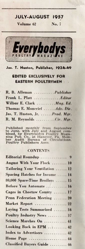 Everybody&rsquo;s Poultry Magazine, July-August 1957, vintage agricultural magazine