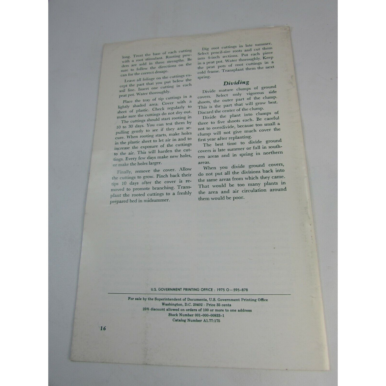 1975 Growing Ground Covers US Department Of Agriculture Booklet Vintage 34013