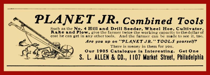 1905 S.L. Allen & Co. NEW Metal Sign: Planet Junior Farm Tools – Philadelphia PA