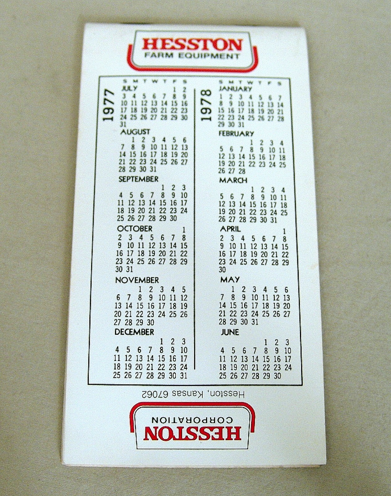 Vintage Hesston Corporation December 1977 Pocket Note Pad – UNUSED!
