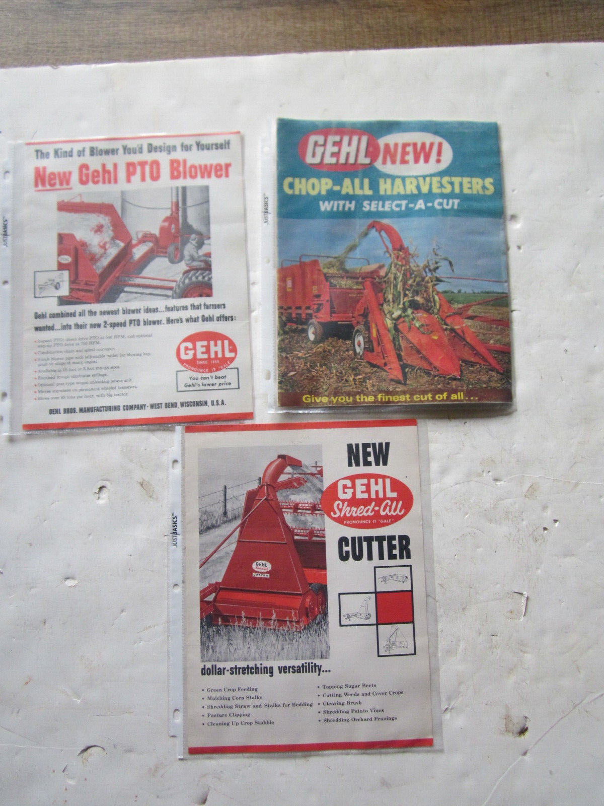 Original Gehl PTO BLOWER/SHREAD-ALL CUTTER/CHOP-ALL Sales BrochureS-LOT OF 3