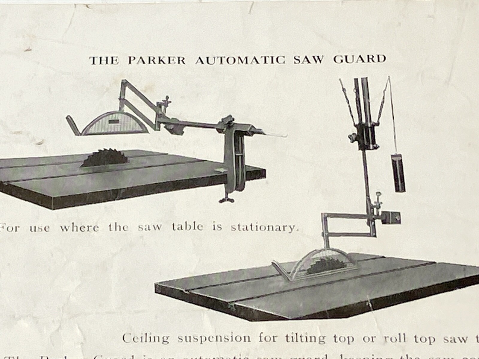 Antique paper flyer Ajax automatic knife grinder advertising Parker saW GUARD