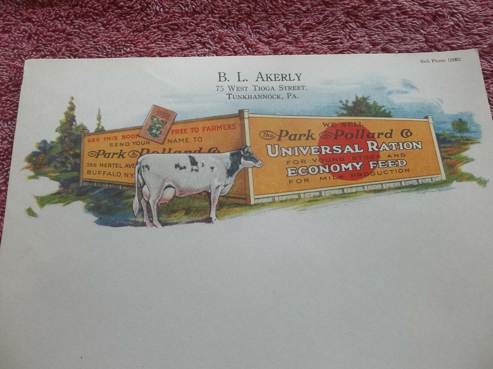 PARK & POLLARD UNIVERSAL RATION ECONOMY FEED STATIONERY Tunkhannock PA COWS