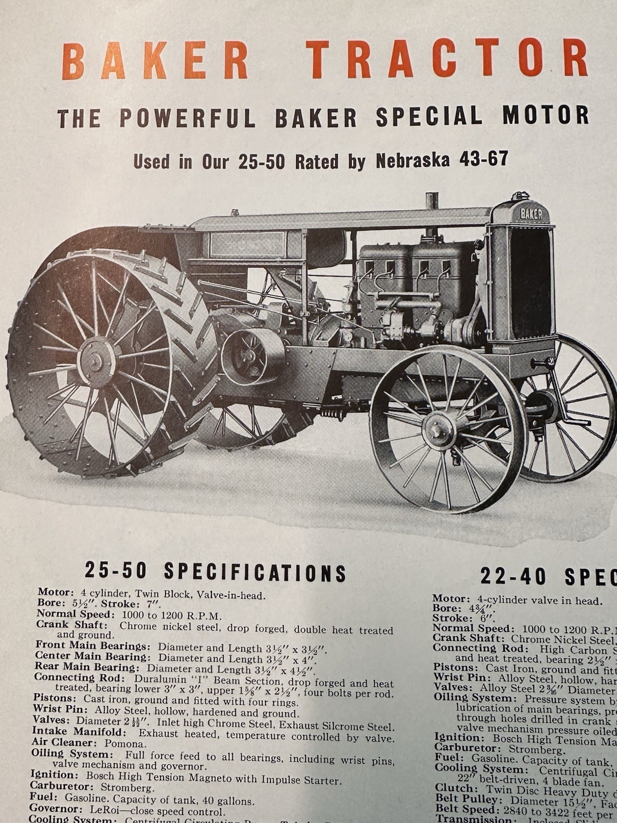 Antique A.D. Baker Grain Thresher Brochure Swanton Ohio Farm Advertising