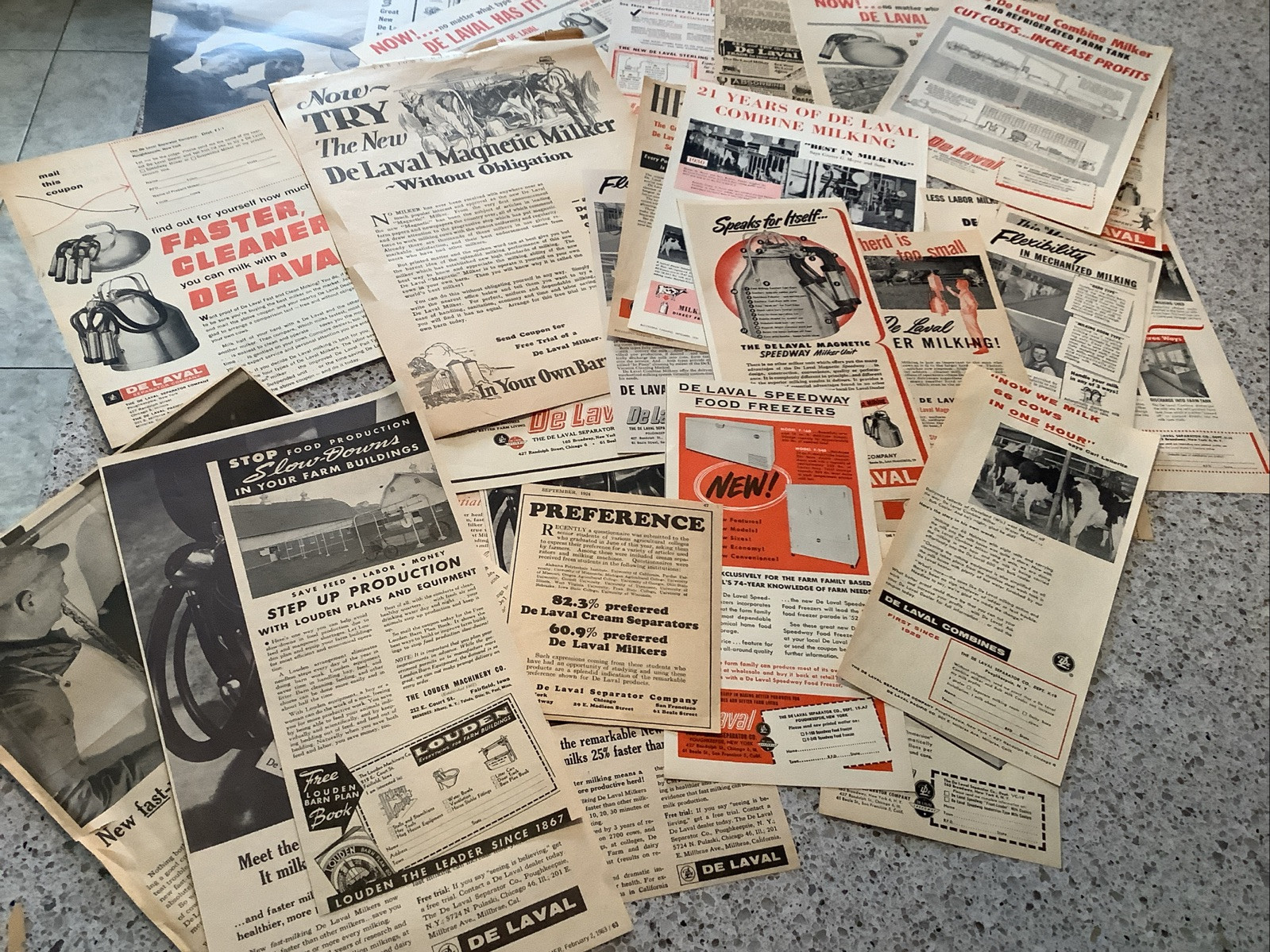 Lot Of 50+ De Laval Products Print Farm Magazine Ads 1920-1960s Milkers Vintage