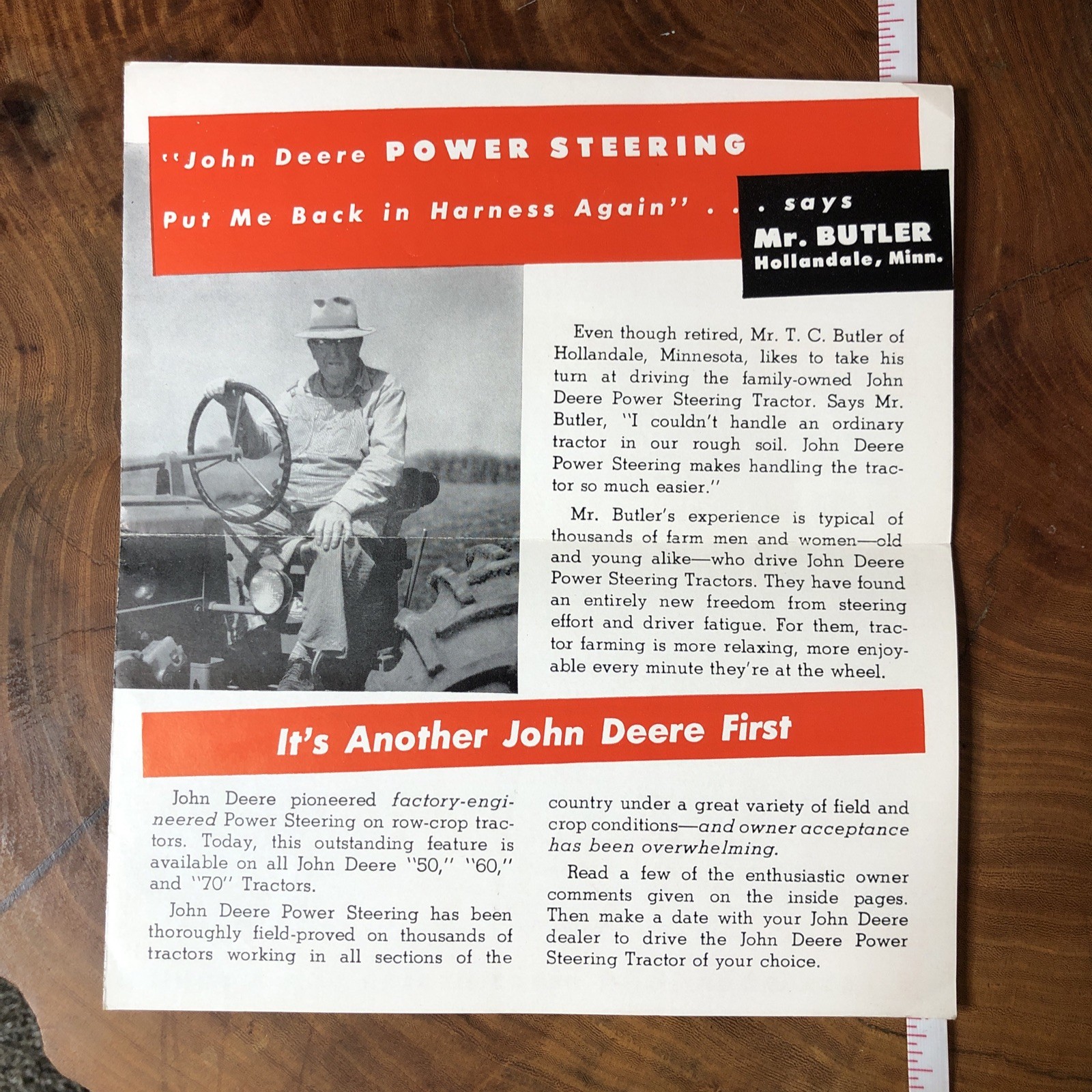 Rare 6” John Deere Brochure Power Steering ￼ Models 50/60/70 Mr.butler MN