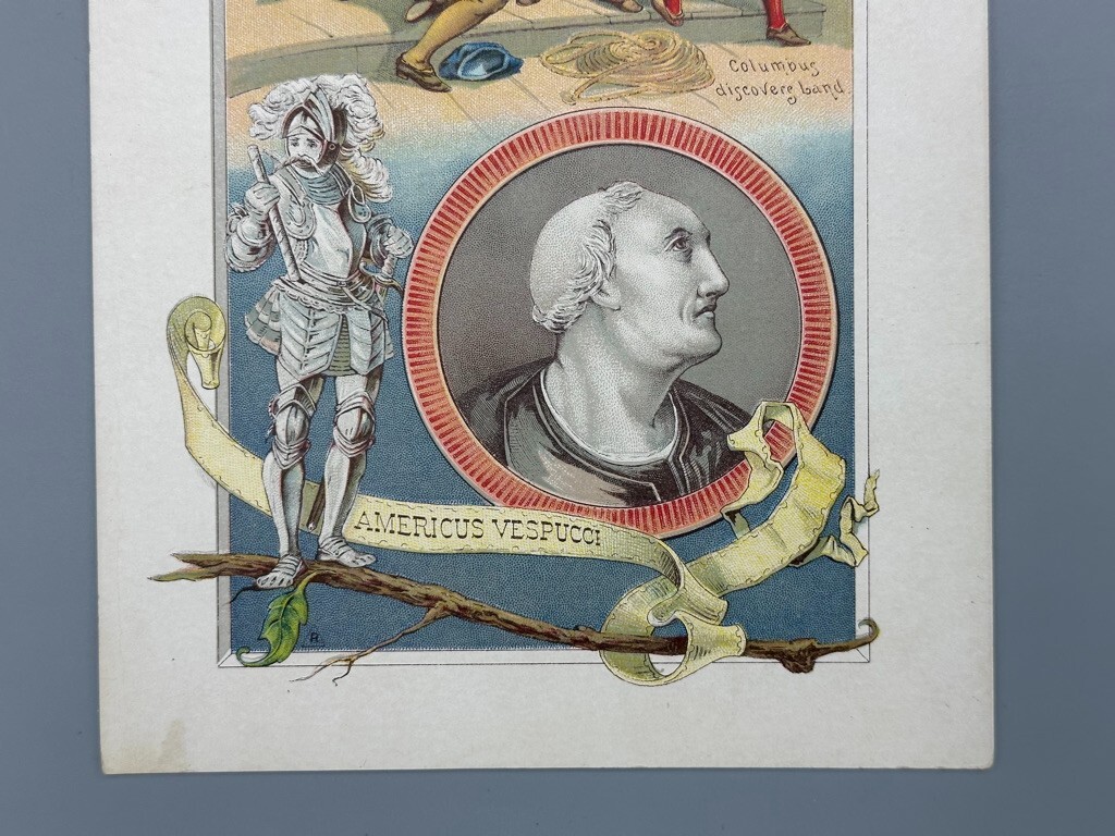 1880s EMERSON TALCOTT Farm Advertising DALLAS Texas TRADE CARD Vespucci Columbus