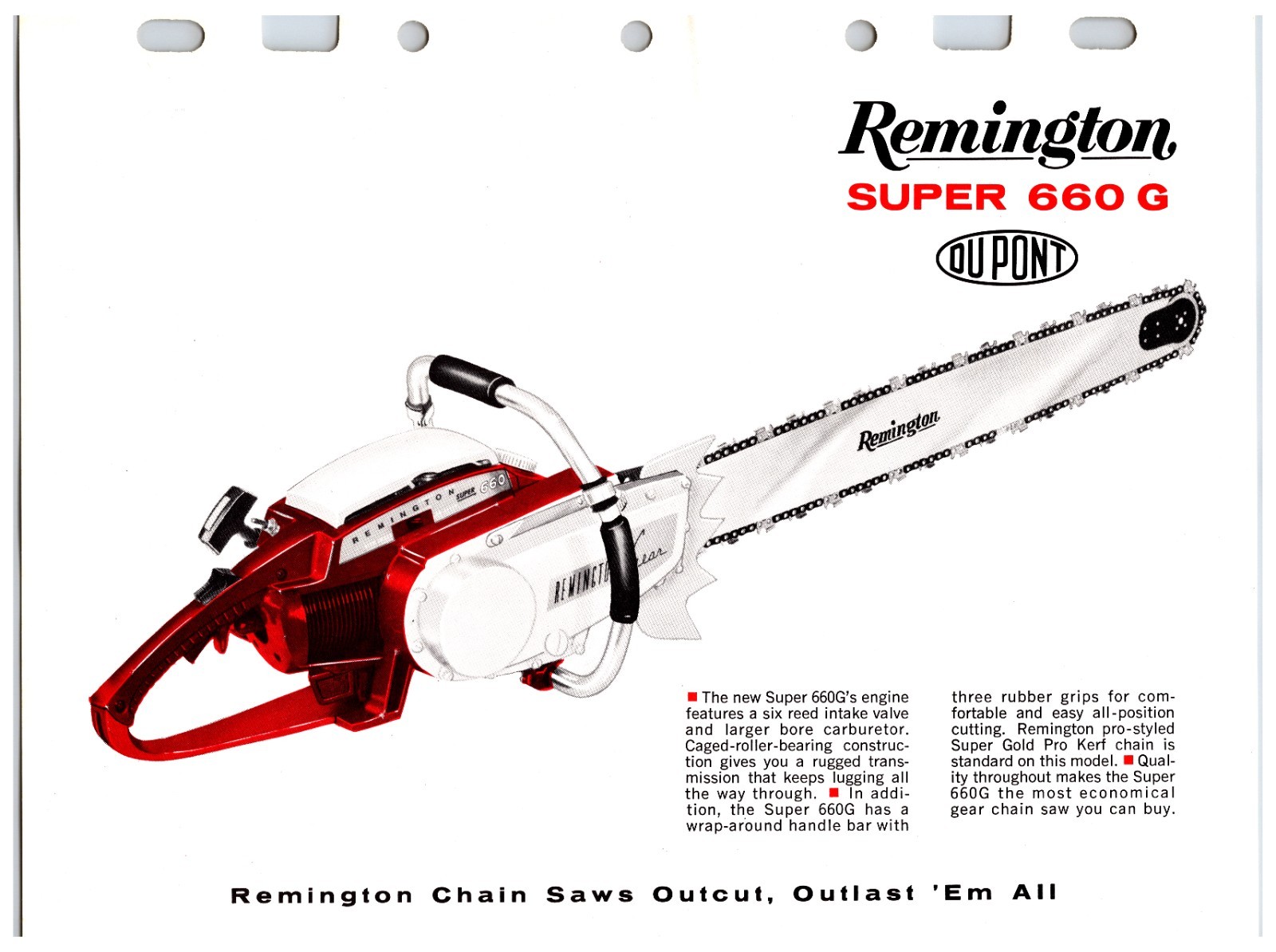 Vintage Original Remington Chainsaws Sales Sheet (Model Super 660 G) Info Sheet