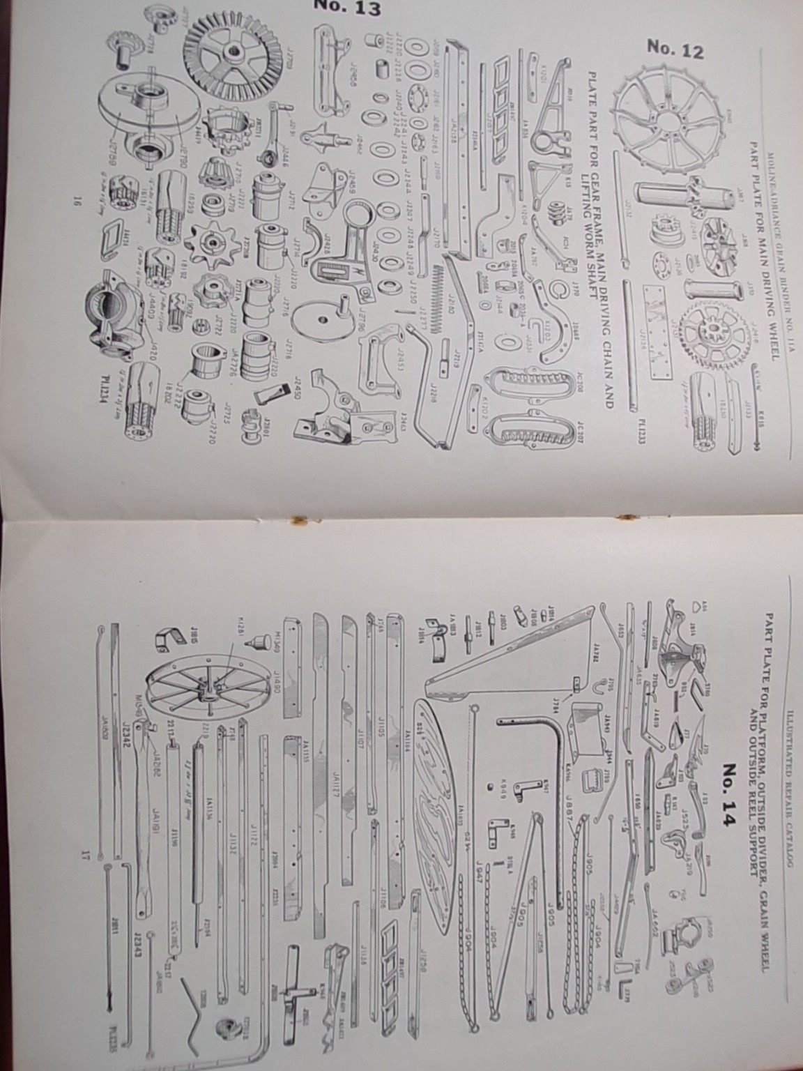 Moline No 11-A Grain Binder (Left Hand) Parts Catalog circa 1918